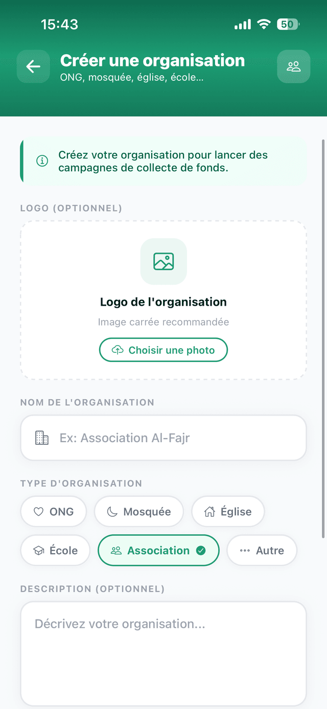 Compte Organisation